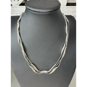 Vintage Monet Silver Tone Minimalist Necklace Triple Strand